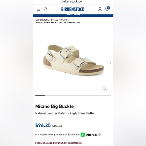 Birkenstock Milano Big Buckle High-Shine Sandals in Butter - worn once! - Picture 3 of 12